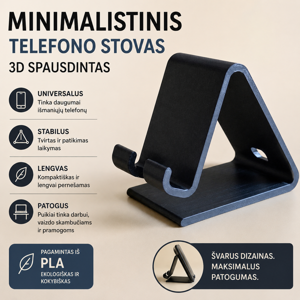 Minimalistinis telefono stovas „Triangle“